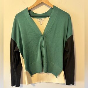 COS Two-Tone Green and Black Cardigan XS